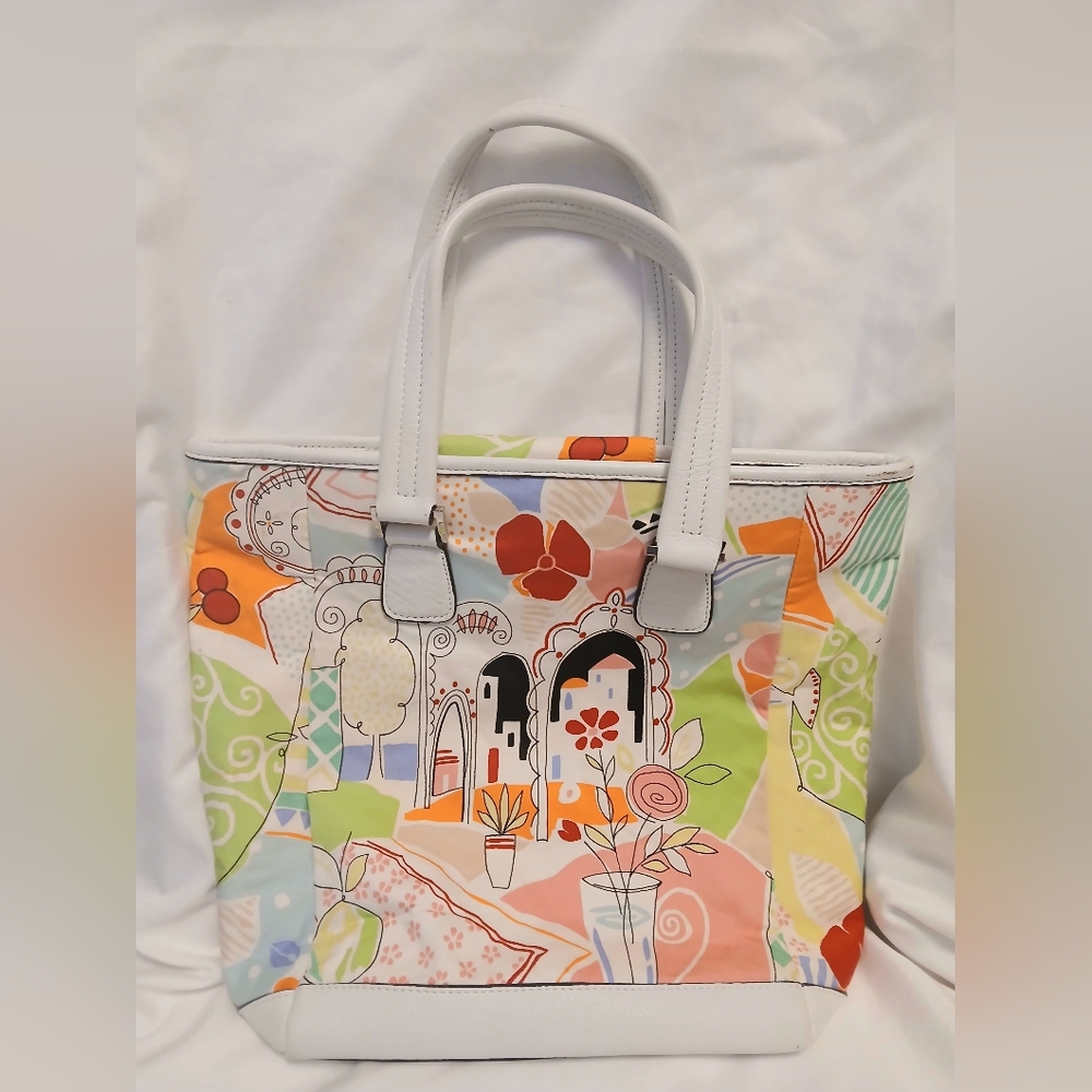 TALBOTS Colorful Art Printed Tote Bag